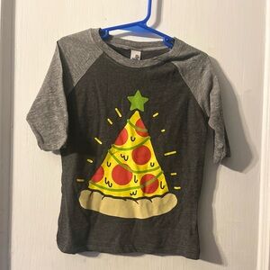 Gray and Green Pizza Graphic Short Sleeve Tee